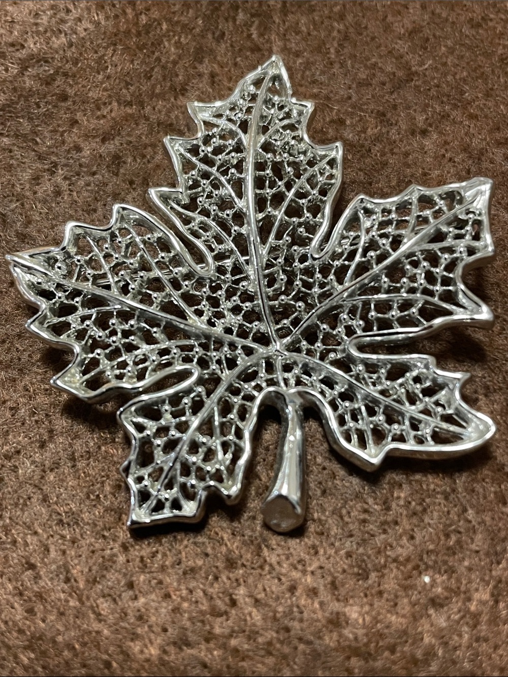 Authentic Original Vintage Style Silver Filigree Maple Leaf Hair Pin